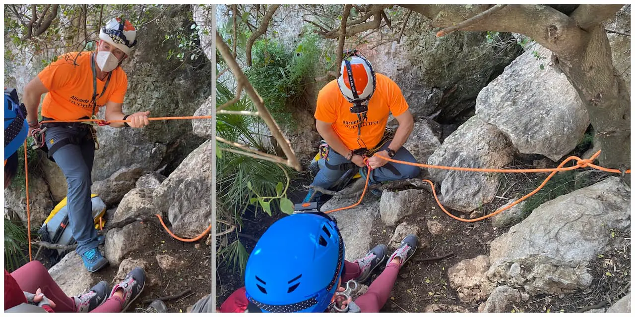 Rápel barranco en Cova Fosca