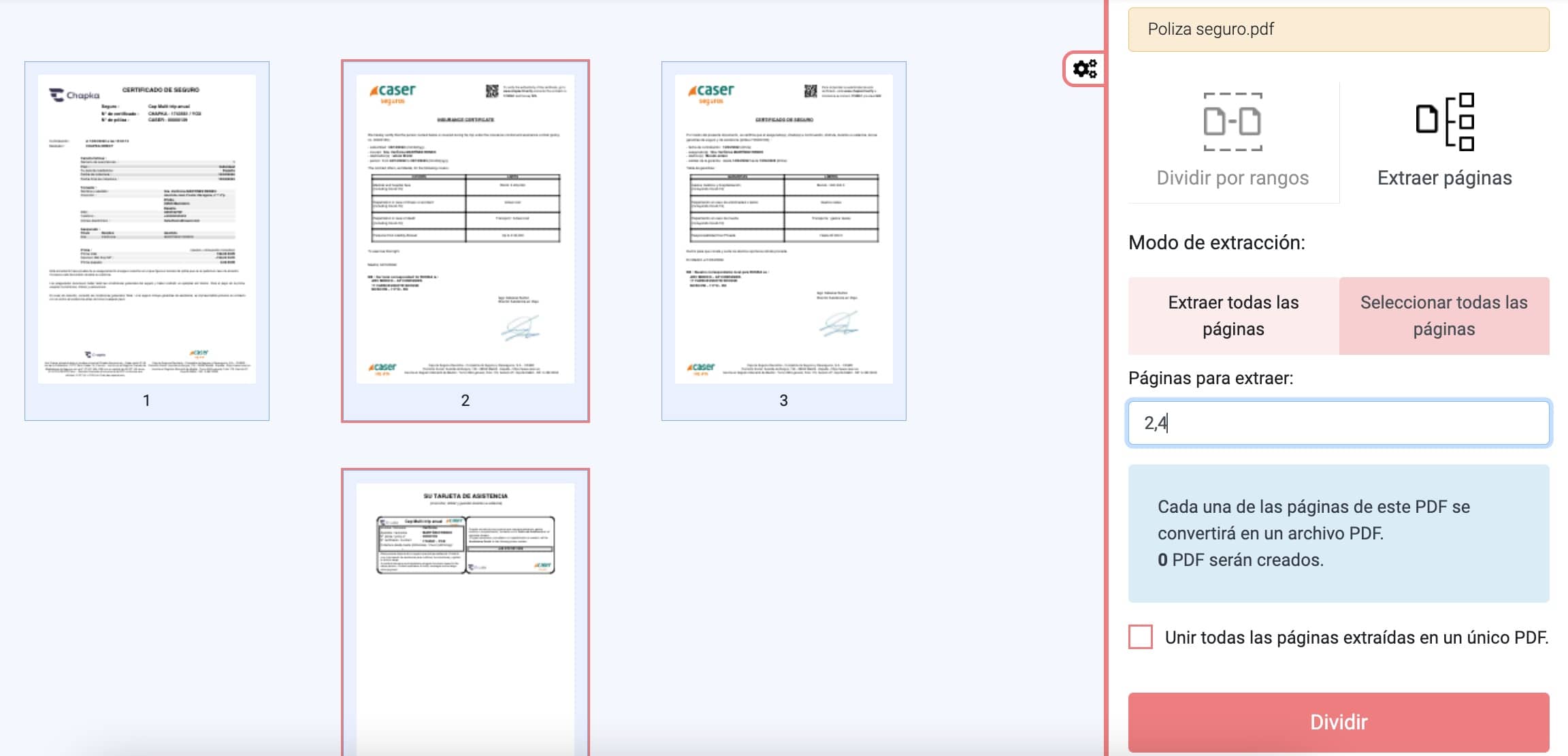 como dividir pdf online gratis