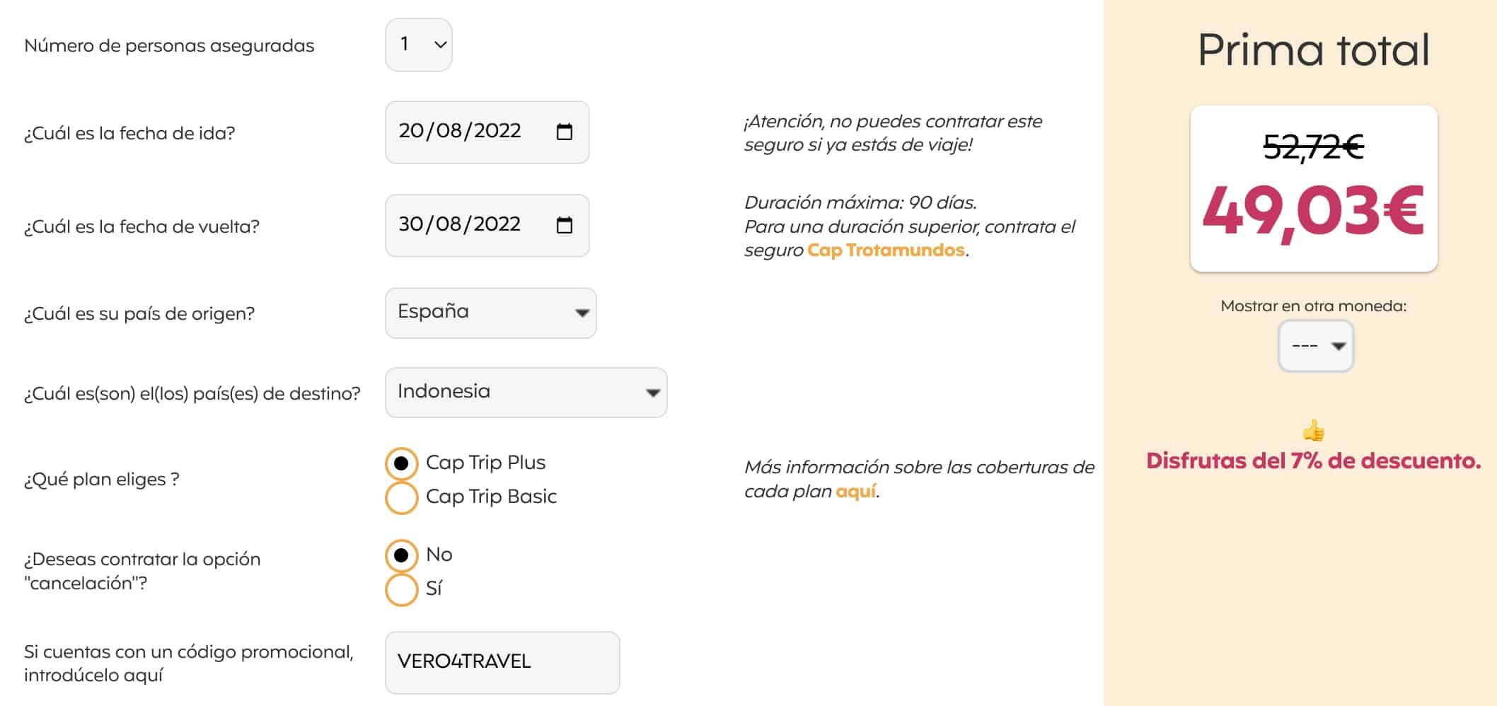 Seguro para viajar a Bali