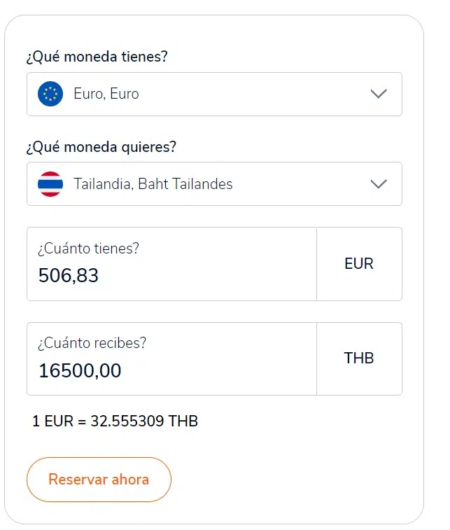 cómo cambiar euros a bath tailandeses